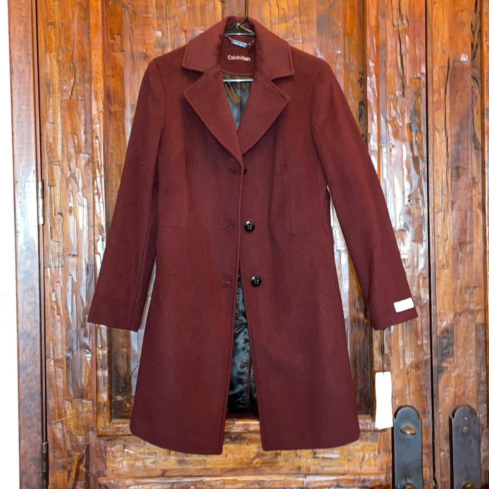 Calvin Klein breasted wool blend reefer coat. New w/tags. Size 4